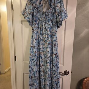 Anthropologie Blue Floral Dress